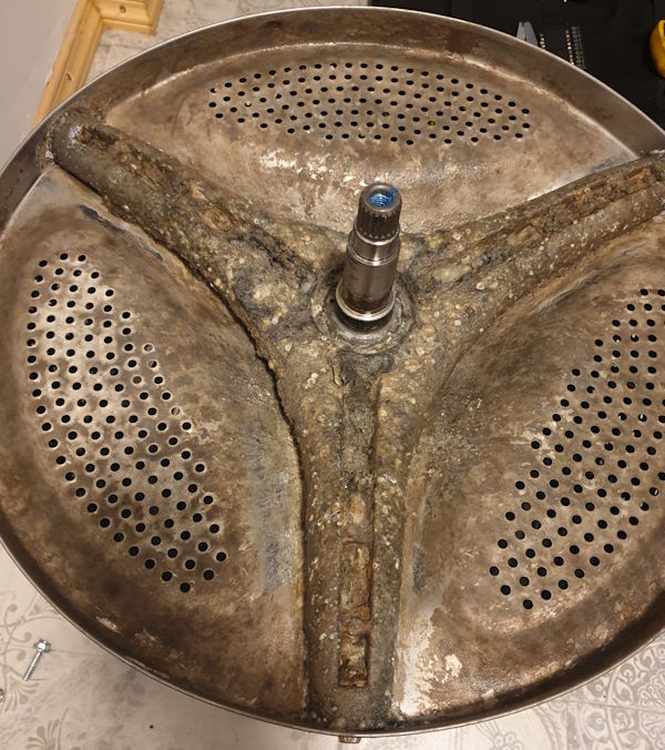Dirty back of the washing machine drum